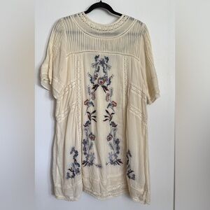 Free People Cream Embroidered Dress